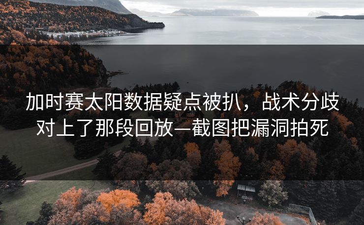 加时赛太阳数据疑点被扒，战术分歧对上了那段回放—截图把漏洞拍死